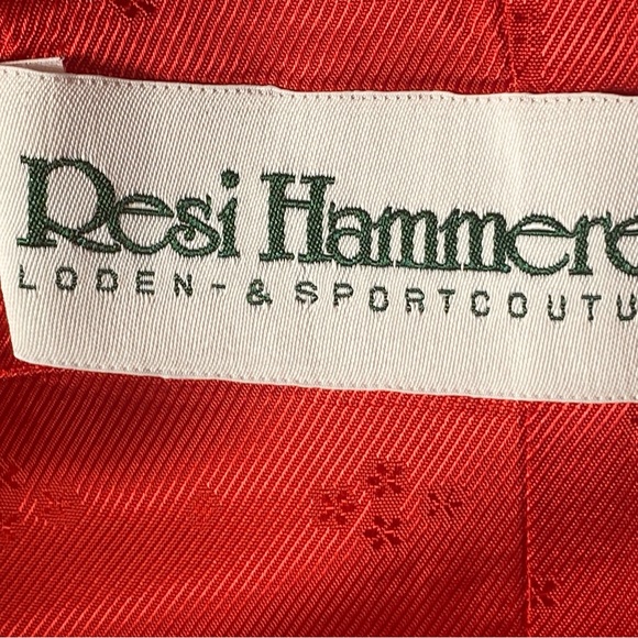 VINTAGE Austrian TYROL Dirndl Red Linen JACKET DB Military Style Silver Btns M - Picture 13 of 13